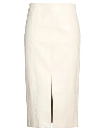 Marella Woman Midi Skirt Cream Size 6 Viscose, Polyester, Cotton, Metallic Fiber, Polyurethane In Neutral
