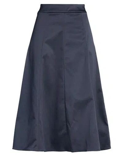 Marella Woman Midi Skirt Midnight Blue Size 12 Polyester
