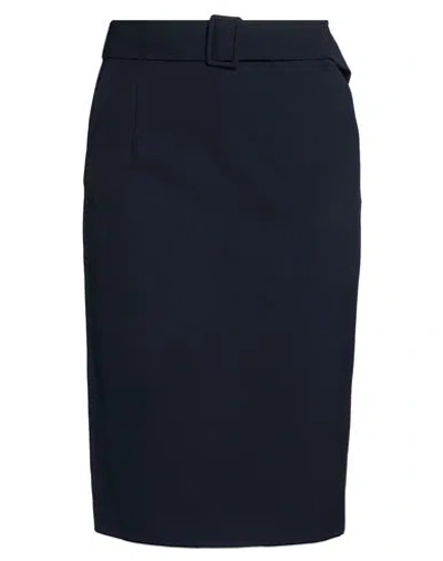 Marella Woman Midi Skirt Navy Size 14 Polyester, Viscose, Elastane In Blue