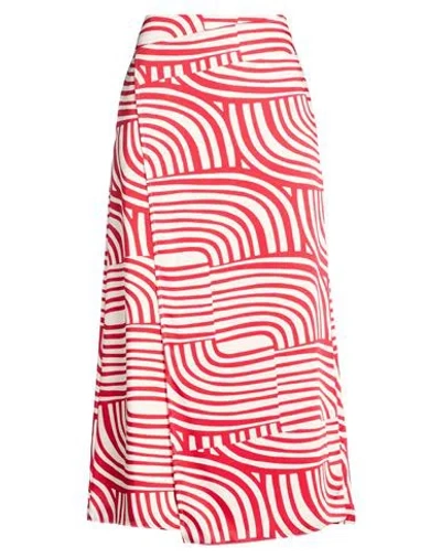 Marella Woman Midi Skirt Red Size 8 Polyester