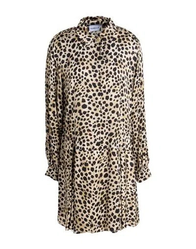 Marella Woman Mini Dress Beige Size 10 Viscose In Brown