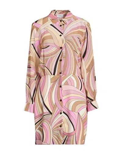 Marella Woman Mini Dress Beige Size 8 Silk, Polyester, Elastane In Multi