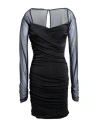 Marella Woman Mini Dress Black Size L Polyester, Elastane