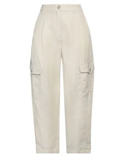 Marella Monochrome Woman Pants Beige Size 12 Viscose, Linen