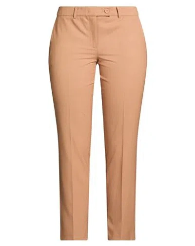 Marella Woman Pants Camel Size 4 Polyester, Virgin Wool, Elastane In Orange