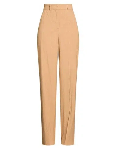 Marella Woman Pants Camel Size 6 Linen, Viscose, Elastane In Nude