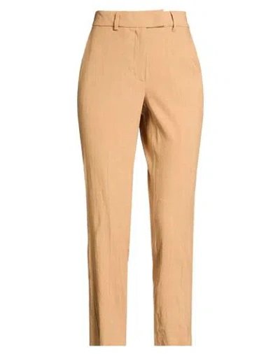 Marella Woman Pants Camel Size 8 Linen, Viscose, Elastane In Neutral