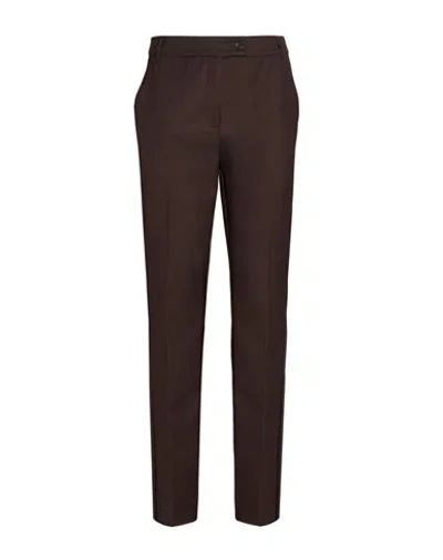 Marella Woman Pants Chocolate Brown Size 8 Polyester, Virgin Wool