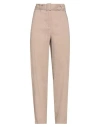 Marella Woman Pants Taupe Size 12 Linen, Viscose, Elastane In Grey