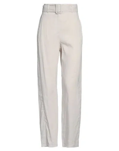Marella Woman Pants Light Grey Size 2 Linen, Viscose, Elastane