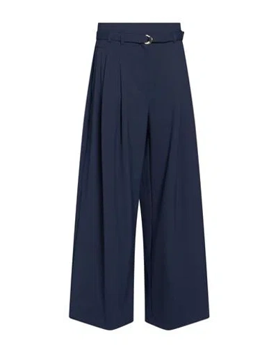Marella Woman Pants Navy Size 12 Polyester, Virgin Wool, Elastane In Blue