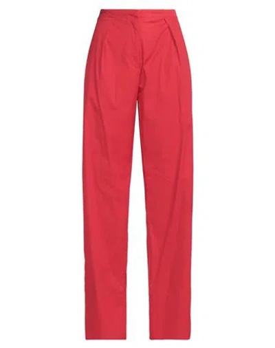 Marella Woman Pants Red Size 10 Cotton, Polyamide, Elastane