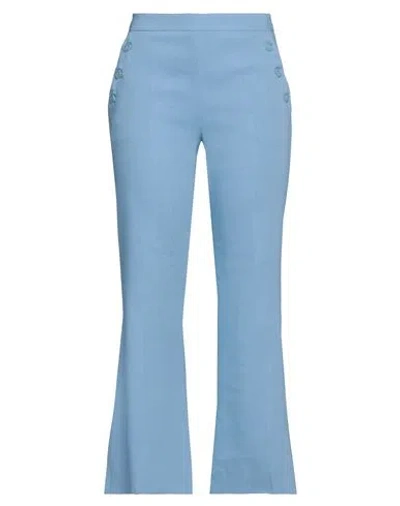 Marella Woman Pants Sky Blue Size 4 Linen, Viscose, Elastane
