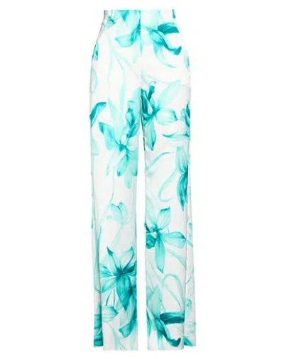 Marella Woman Pants Turquoise Size 8 Polyester In White