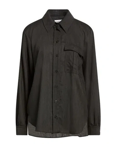 Marella Woman Shirt Charcoal Size 14 Virgin Wool, Polyester, Viscose In Gray
