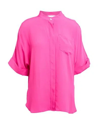 Marella Woman Shirt Fuchsia Size 10 Acetate, Silk In Pink