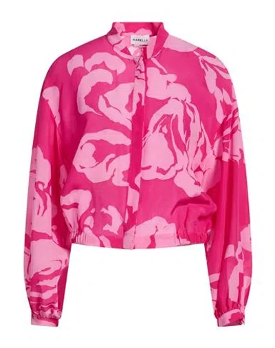 Marella Woman Shirt Magenta Size 10 Silk In Multi