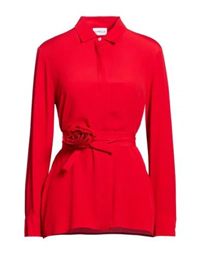 Marella Woman Shirt Red Size 6 Acetate, Silk