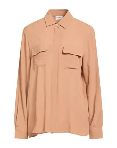 Marella Woman Shirt Sand Size 14 Acetate, Silk In Brown