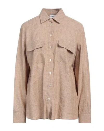 Marella Woman Shirt Sand Size 8 Linen, Cotton, Viscose, Polyamide, Metallic Fiber In Brown