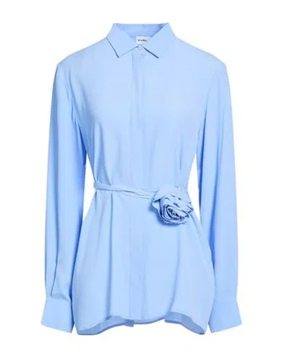 Marella Woman Shirt Sky Blue Size 12 Acetate, Silk