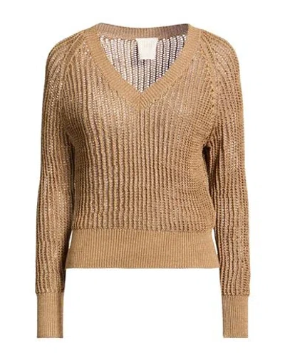 Marella Woman Sweater Camel Size S Cotton, Viscose, Metallic Fiber, Polyester In Brown
