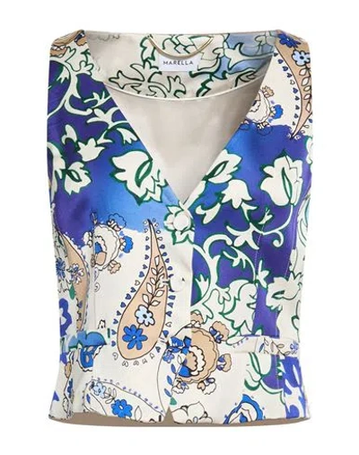 Marella Woman Tailored Vest Blue Size 8 Viscose, Cotton, Lyocell, Elastane