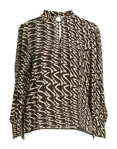 Marella Woman Top Black Size 12 Silk In Brown
