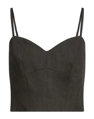 Marella Woman Top Charcoal Size 10 Virgin Wool, Polyester, Viscose In Gray