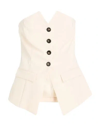 Marella Woman Top Cream Size 10 Polyester, Virgin Wool, Elastane In White