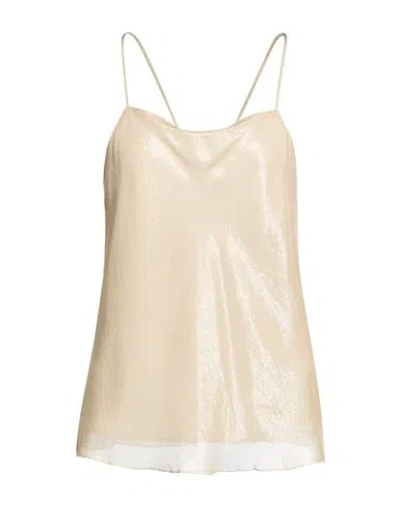 Marella Woman Top Gold Size 6 Viscose, Metallic Fiber In Neutral
