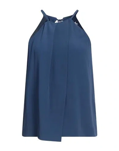 MARELLA MARELLA WOMAN TOP MIDNIGHT BLUE SIZE 6 ACETATE, SILK