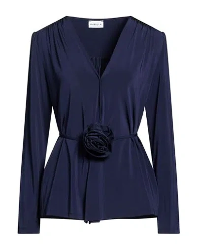 Marella Woman Top Midnight Blue Size L Viscose, Elastane In Multi