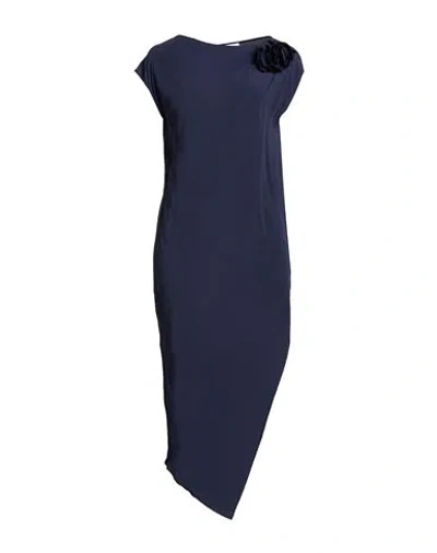 Marella Woman Top Navy Size 14 Acetate, Silk In Blue