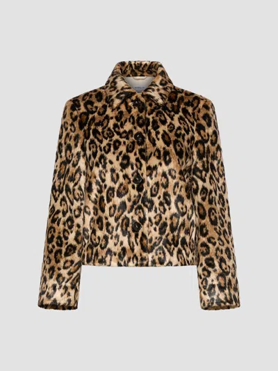 Marella Spotted Print Faux Fur Jacket In Animal Print