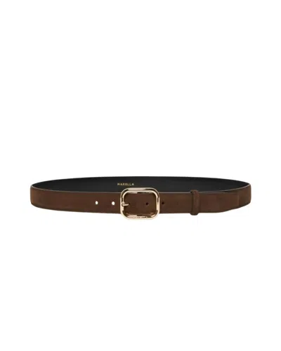Marella Women's Doppia Suede Belt In Dark Brown In Black
