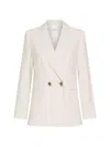 Marella Double-breasted Stretch Canvas Blazer In Neutral