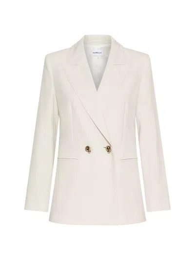 MARELLA WOMEN'S DOUBLE BREASTED STRETCH CANVAS BLAZER