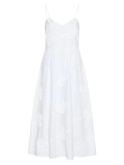 Marella Women's Embroidered Poplin Dress In White