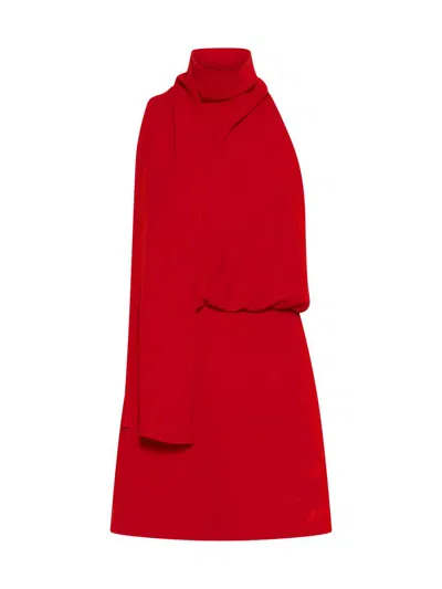 Marella Flared Envers Satin Dress - Red