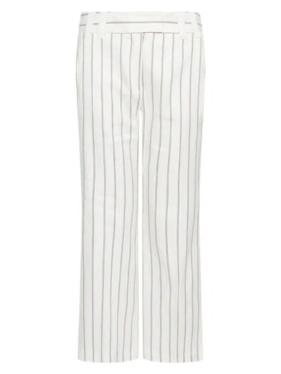 Marella Women's Flared Linen And Cotton Trousers In White