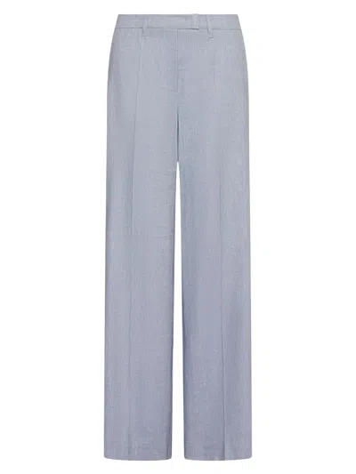 Marella Women's Herringbone Linen And Viscose Palazzo Trousers In Blue