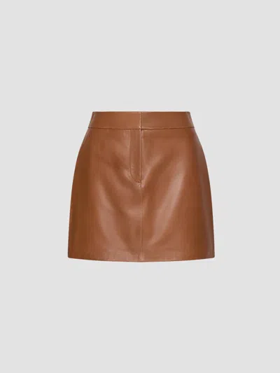 Marella Women's Leather Mini Skirt In Brown