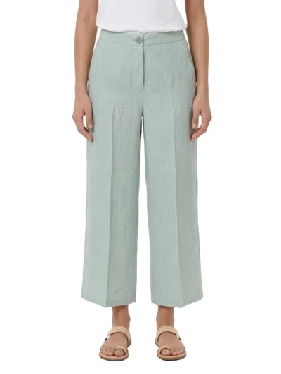 Marella Women's Linen Green Water Trousers