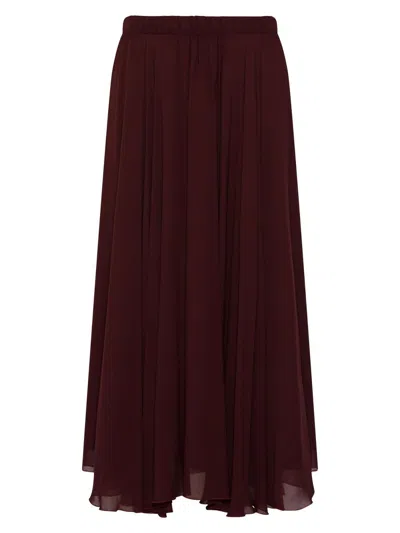 Marella Women's Long Georgette Skirt In Burgundy