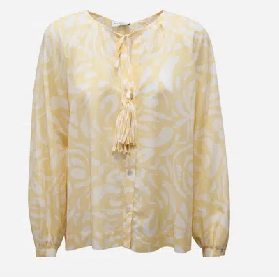 Marella Women's Long Sleeve Cotton Voille Button Front Blouse In Yellow/white Floral