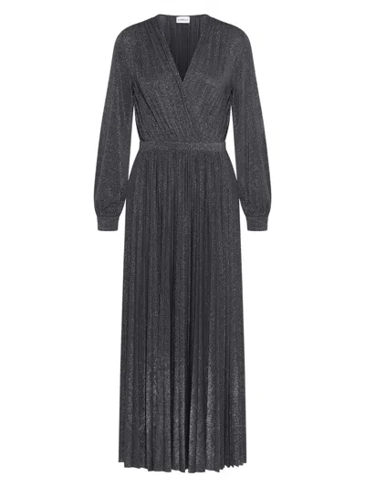 Marella Women's Plissé Pleated Lurex Jersey Dress In Black