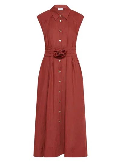 Marella Pure Linen Shirt Dress In Black