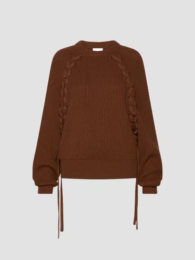 Marella Women's Pure Wool Fisherman's Rib Jumper In Brown