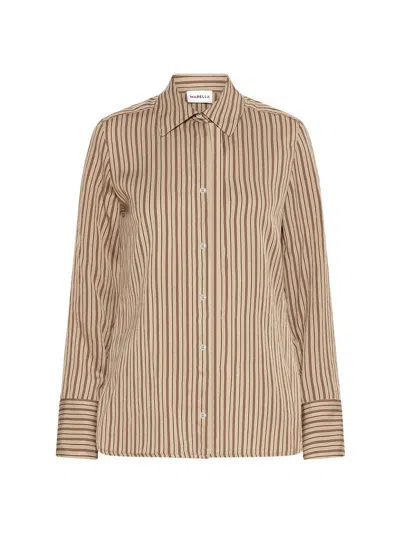 Marella Women's Shiny Viscose Shirt In Brown